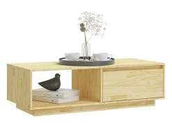 Mesa de centro de madera maciza de pino 110x50x33,5 cm