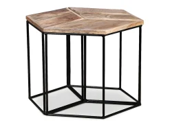 Mesa de centro de madera maciza de mango 56x48x40 cm