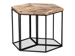 Mesa de centro de madera maciza de mango 56x48x40 cm