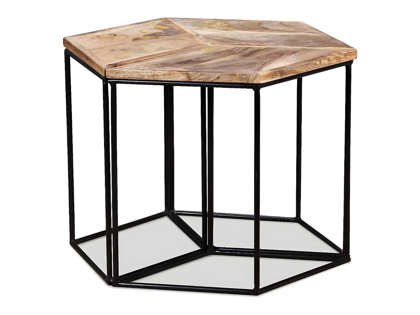 Mesa de centro de madera maciza de mango 56x48x40 cm