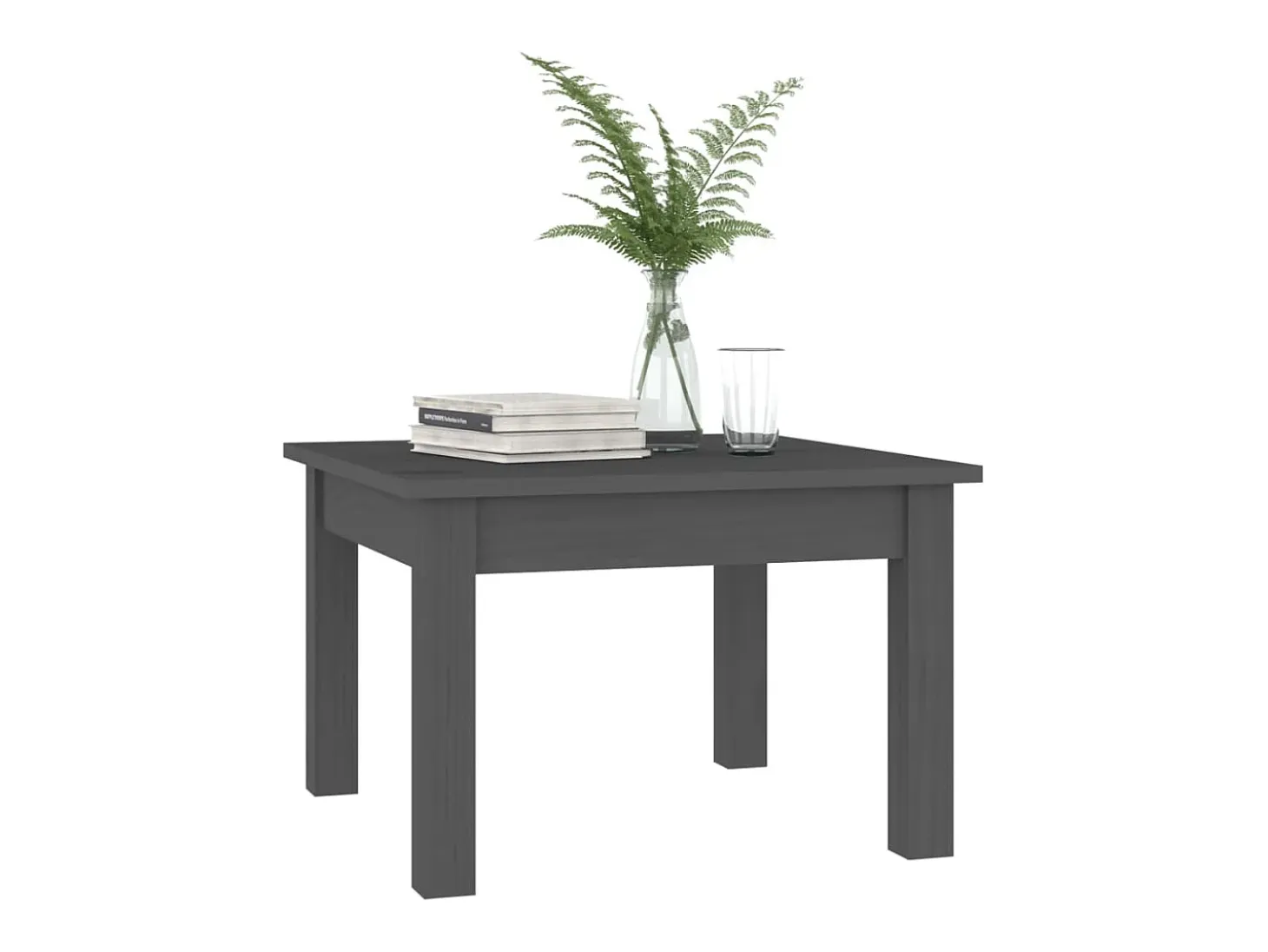 Mesa de centro de madera maciza de pino gris 45x45x30 cm
