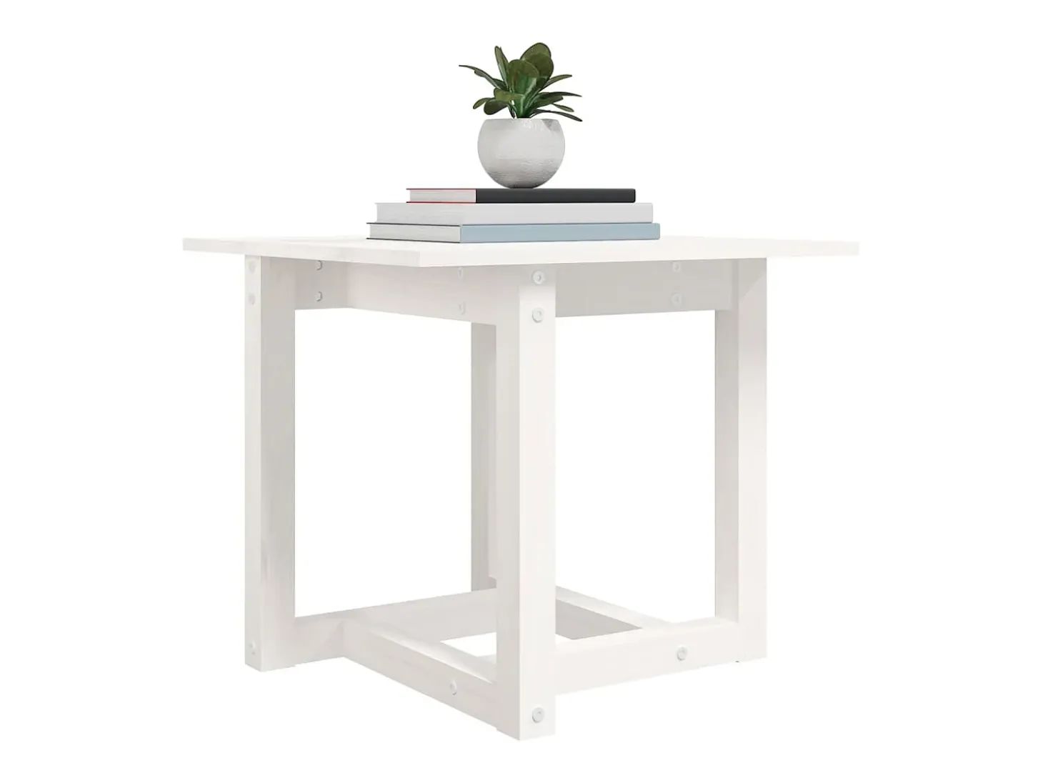 Mesa de centro de madera maciza de pino blanco 50x50x45 cm