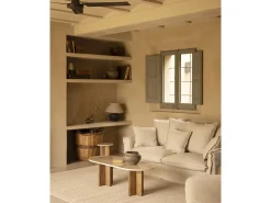 Mesa de centro de mármol daino reale y patas de madera maciza DECOWOOD de 120x50cm - TOSCANA - DECOWOOD
