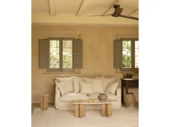 Mesa de centro de mármol daino reale y patas de madera maciza DECOWOOD de 120x50cm - TOSCANA - DECOWOOD