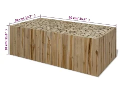 Mesa de centro de teca genuina 90x50x30 cm