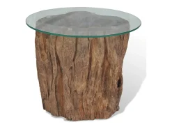 Mesa de centro de teca y vidrio 50x40 cm