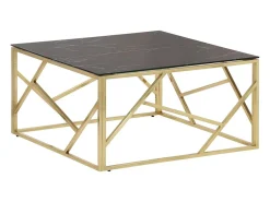 Mesa de centro dorada acero inoxidable y vidrio templado