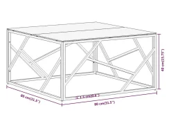 Mesa de centro dorada acero inoxidable y vidrio templado