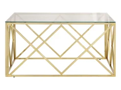 Mesa de centro dorada acero inoxidable y vidrio templado ES76093