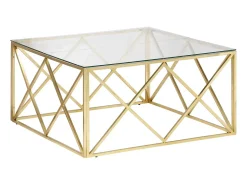 Mesa de centro dorada acero inoxidable y vidrio templado ES76093
