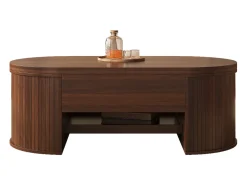 Mesa de centro elevable - 110 x 55,5 x 40 cm - con estante extensible + tablero elevable - MDF - natural oscuro