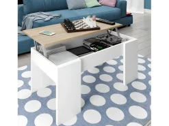 Mesa de Centro Elevable Elise, Blanco 90x50 cm