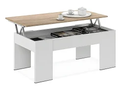 Mesa de Centro Elevable Elise, Blanco y Cambria 90x50 cm