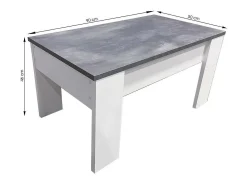 Mesa de centro elevable GALA 90x50x46 cm - BLANCO-CEMENTO
