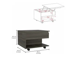 Mesa de Centro Elevable Luanda con ruedas , 29.46 cm X 79.75 cm X 54.35 cm , Carbón