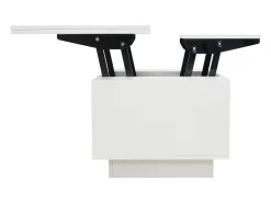 Mesa de centro elevable multifuncional con almacenamiento oculto, blanco puro, estructura de MDF