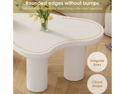 Mesa de centro en MDF y PVC - tapa en forma de nube irregular - Blanco