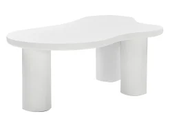 Mesa de centro en MDF y PVC - tapa en forma de nube irregular - Blanco