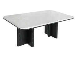 Mesa de centro en mármol y chapa de fresno - Blanco y negro - ZANESKA