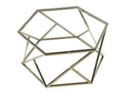Mesa de centro en vidrio templado y acero inoxidable - Oro - KERIANE