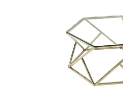 Mesa de centro en vidrio templado y acero inoxidable - Oro - KERIANE