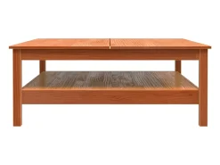 Mesa de centro encerada marrón 100x100x40 cm madera maciza de pino