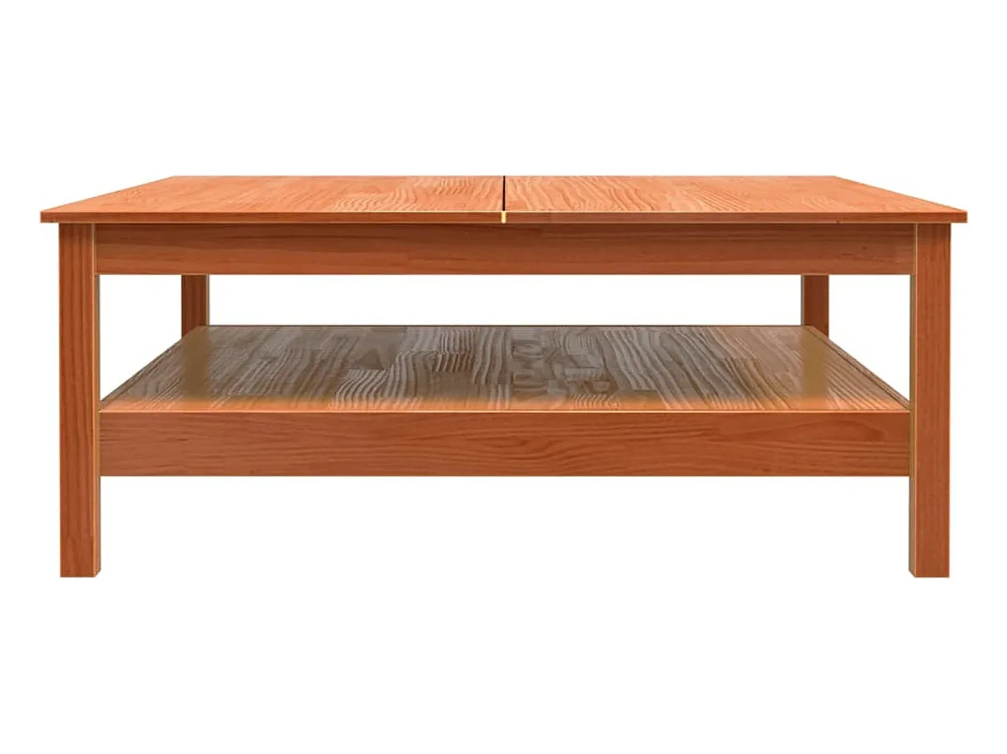 Mesa de centro encerada marrón 100x100x40 cm madera maciza de pino