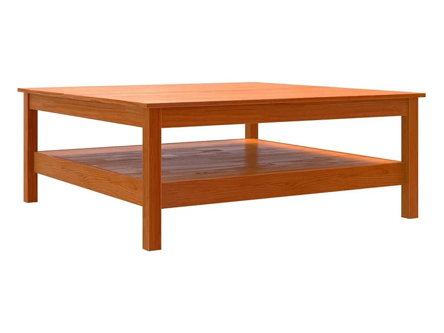 Mesa de centro encerada marrón 100x100x40 cm madera maciza de pino