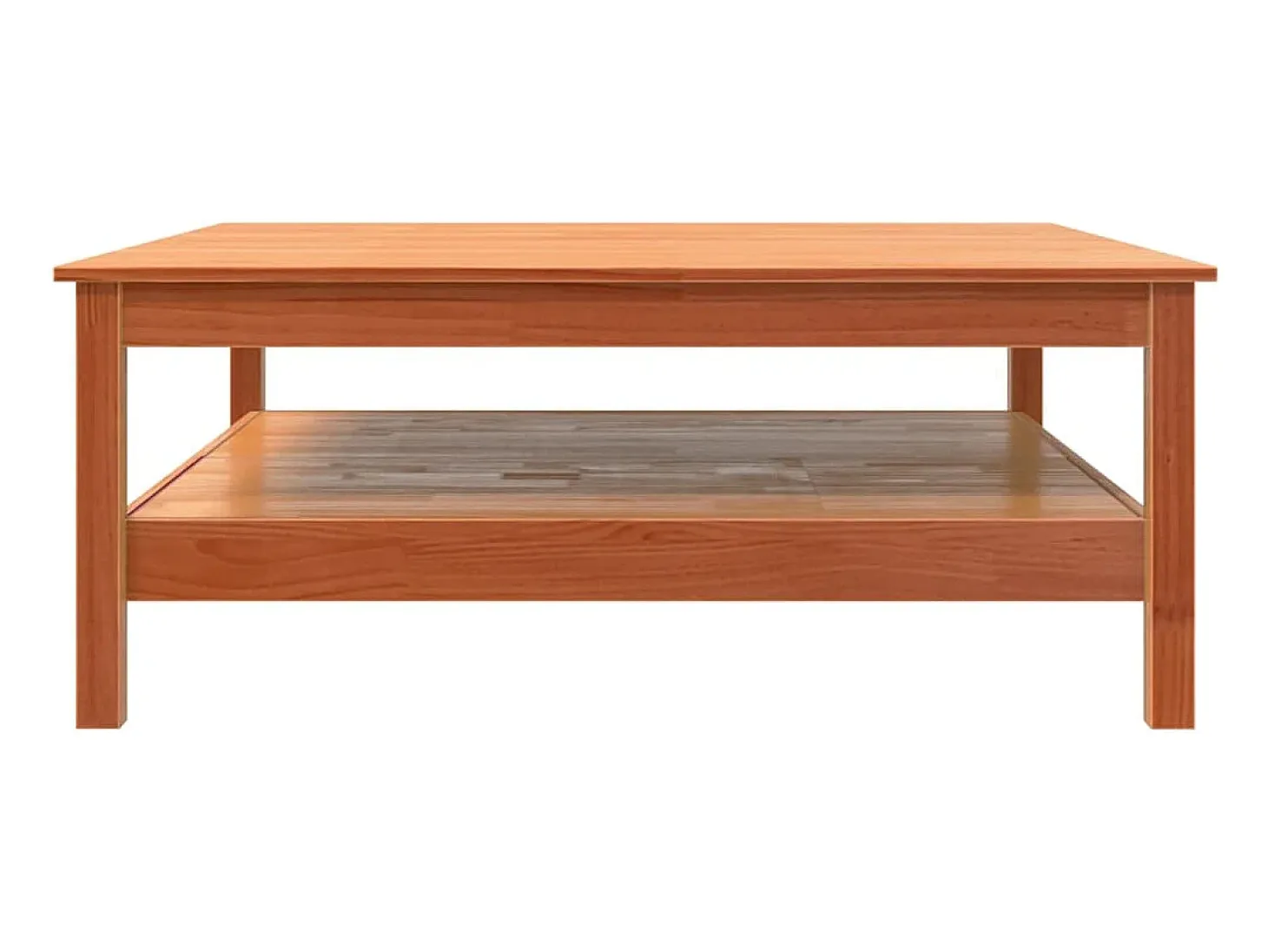 Mesa de centro encerada marrón 100x100x40 cm madera maciza de pino