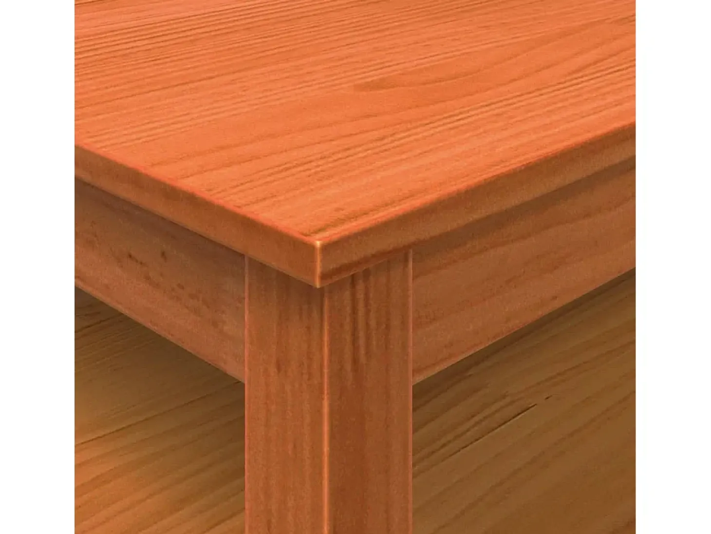 Mesa de centro encerada marrón 100x100x40 cm madera maciza de pino