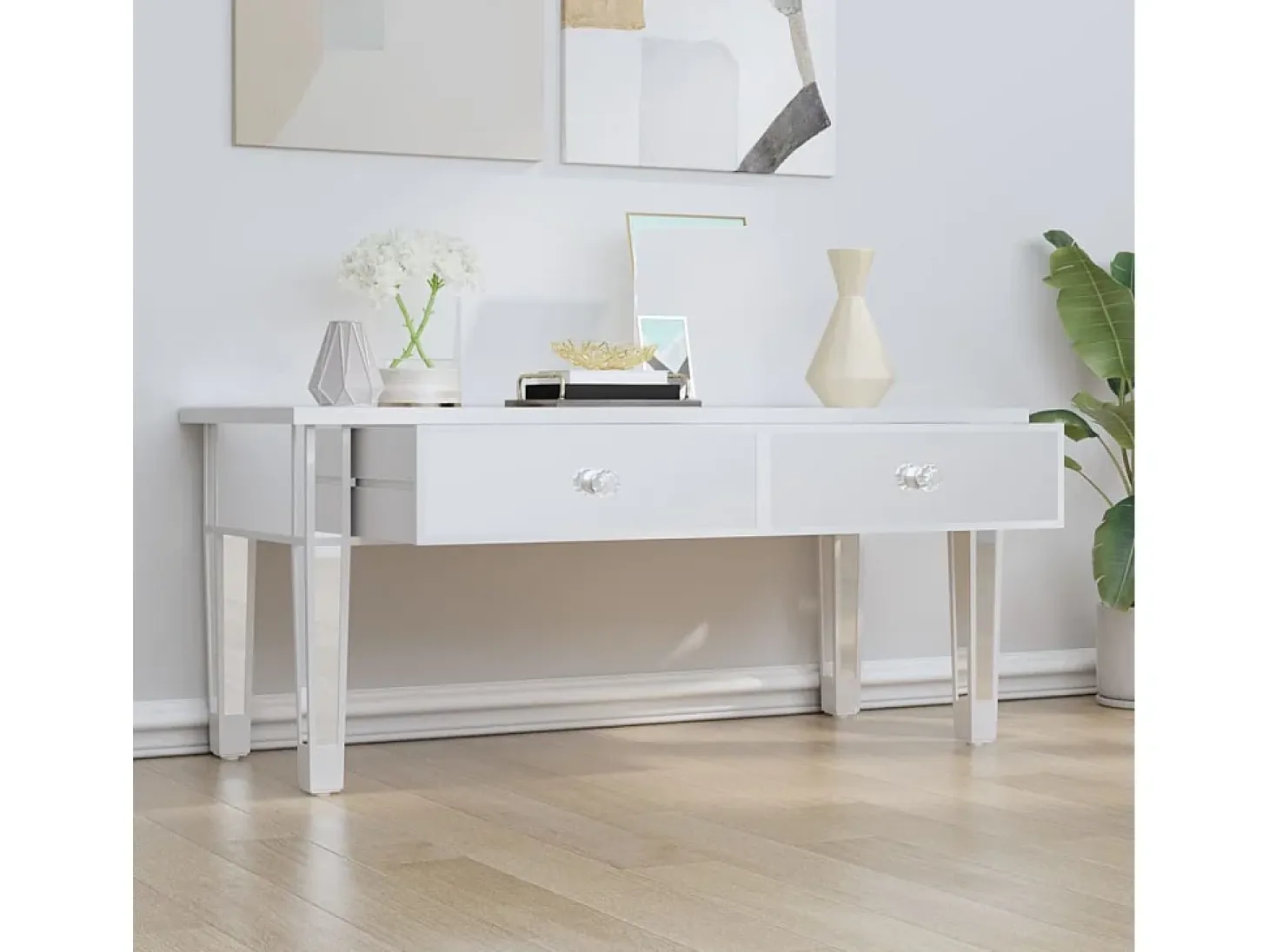 Mesa de centro especular madera tecnológica vidrio 106x45x45 cm