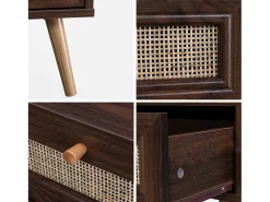 Mesa de centro estilo escandinavo de caña madera oscura
