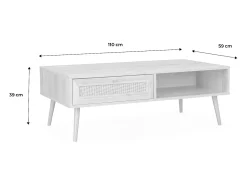 Mesa de centro estilo escandinavo de caña madera oscura