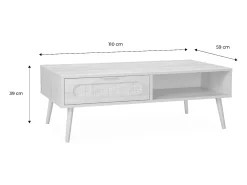 Mesa de centro estilo escandinavo, 1 cajón natural