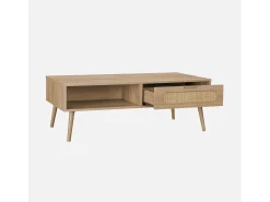 Mesa de centro estilo escandinavo, 1 cajón natural