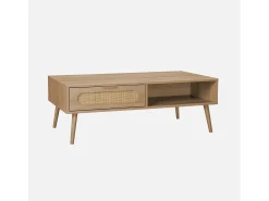 Mesa de centro estilo escandinavo, 1 cajón natural