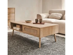 Mesa de centro estilo escandinavo, 1 cajón natural