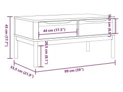 Mesa de centro FLORO madera de pino marrón cera 99x55,5x45 cm