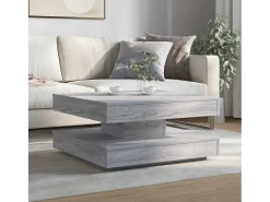 Mesa de centro giratoria 360 grados gris Sonoma 70x70x34,5 cm