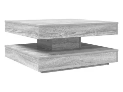 Mesa de centro giratoria 360 grados gris Sonoma 70x70x34,5 cm