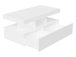 Mesa de centro inteligente con LED RGB: dos cajones, regulador de intensidad controlado por app, acabado brillante e impermeable, compatible con música.