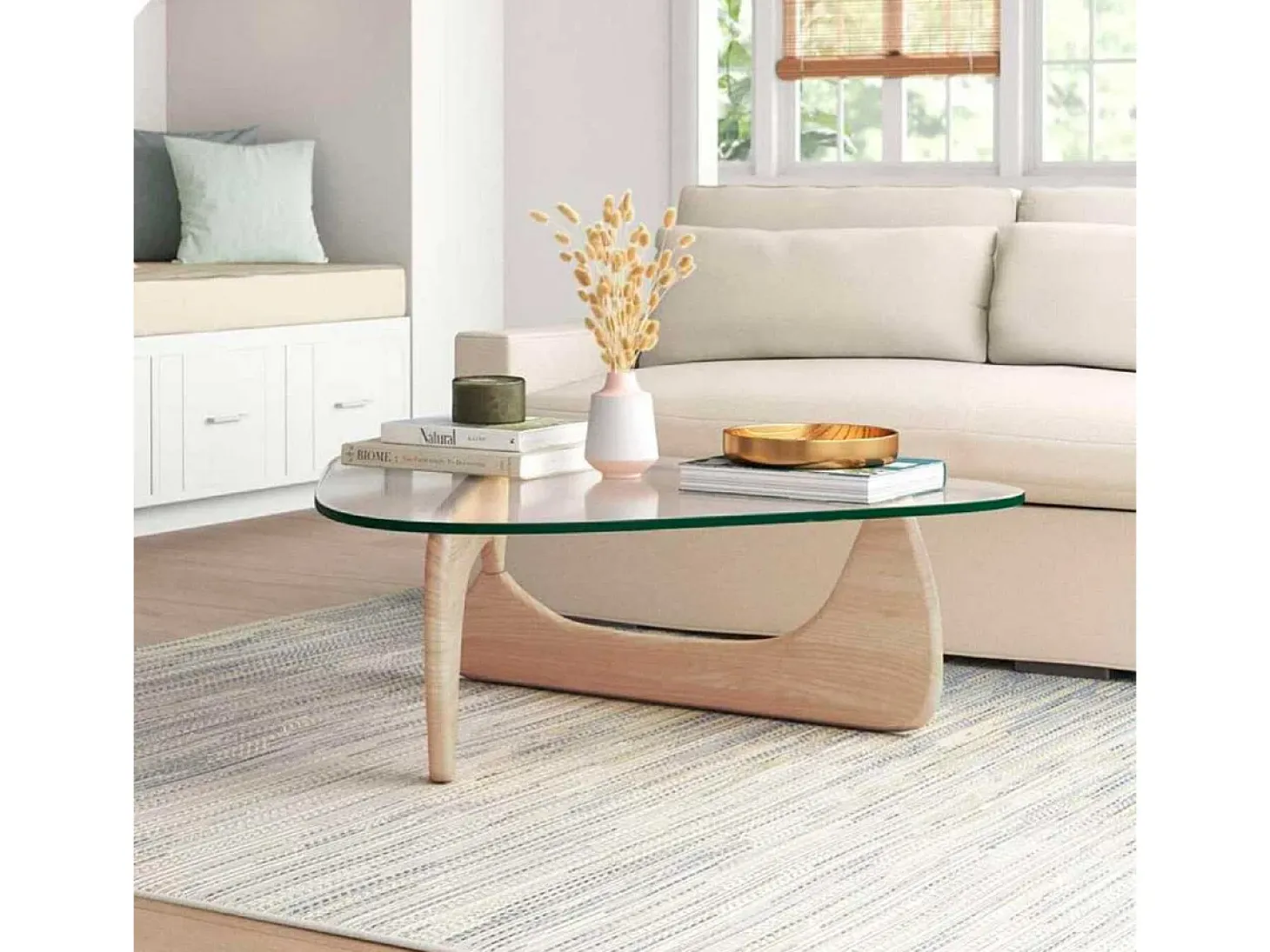 Mesa de centro Leyna forma irregular roble 40x110x70 cm Adec