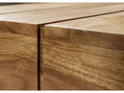 mesa de centro LUCCA madera maciza de acacia 120 cm de ancho mesa de salón de diseño mesa auxiliar de estilo rústico marrón oscuro