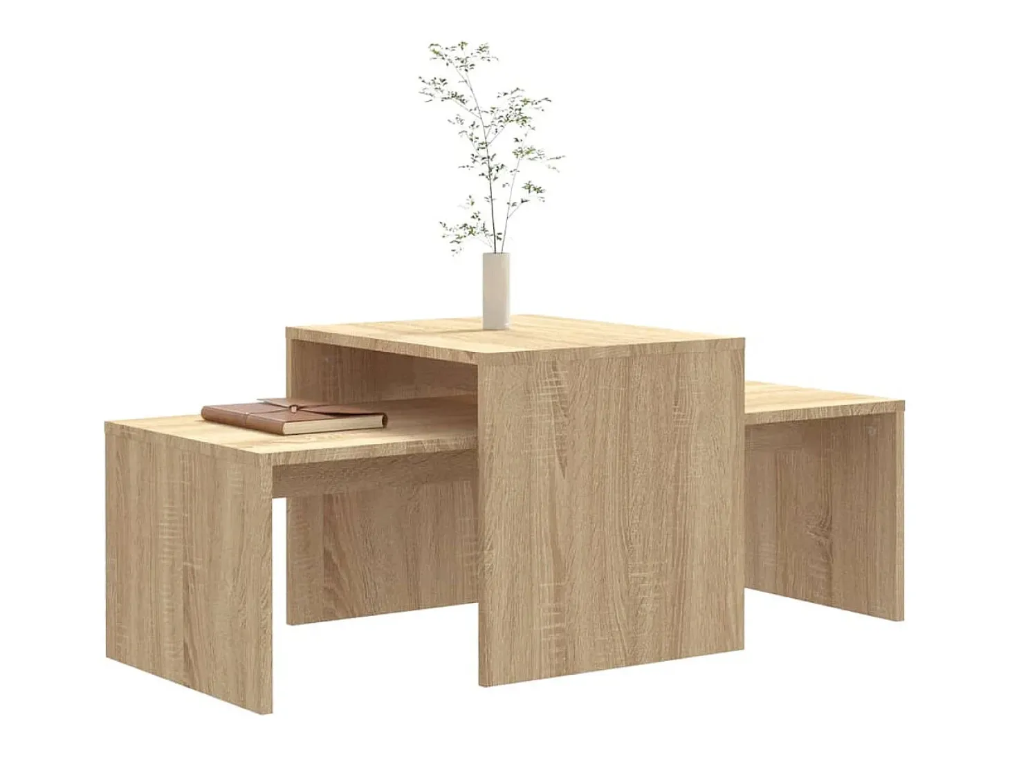 Mesa de centro madera contrachapada color roble 100x48x40 cm