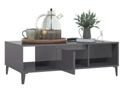 Mesa de centro madera contrachapada gris brillo 103,5x60x35 cm