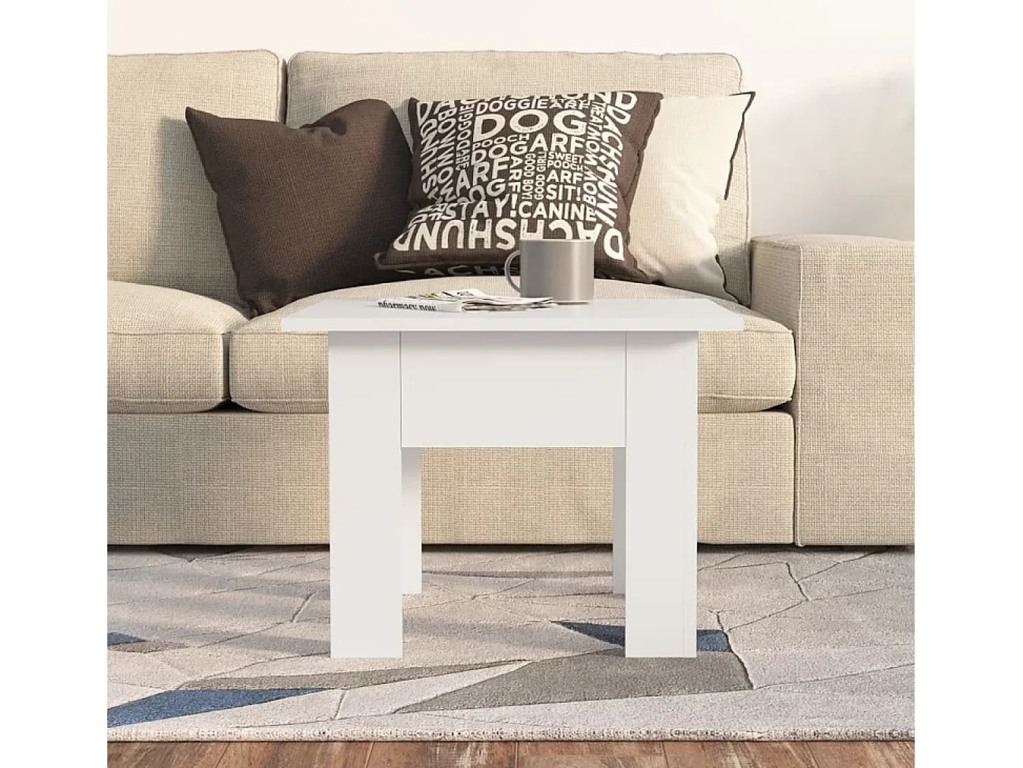 Mesa de centro madera contrachapada blanco 55x55x42 cm ES88212
