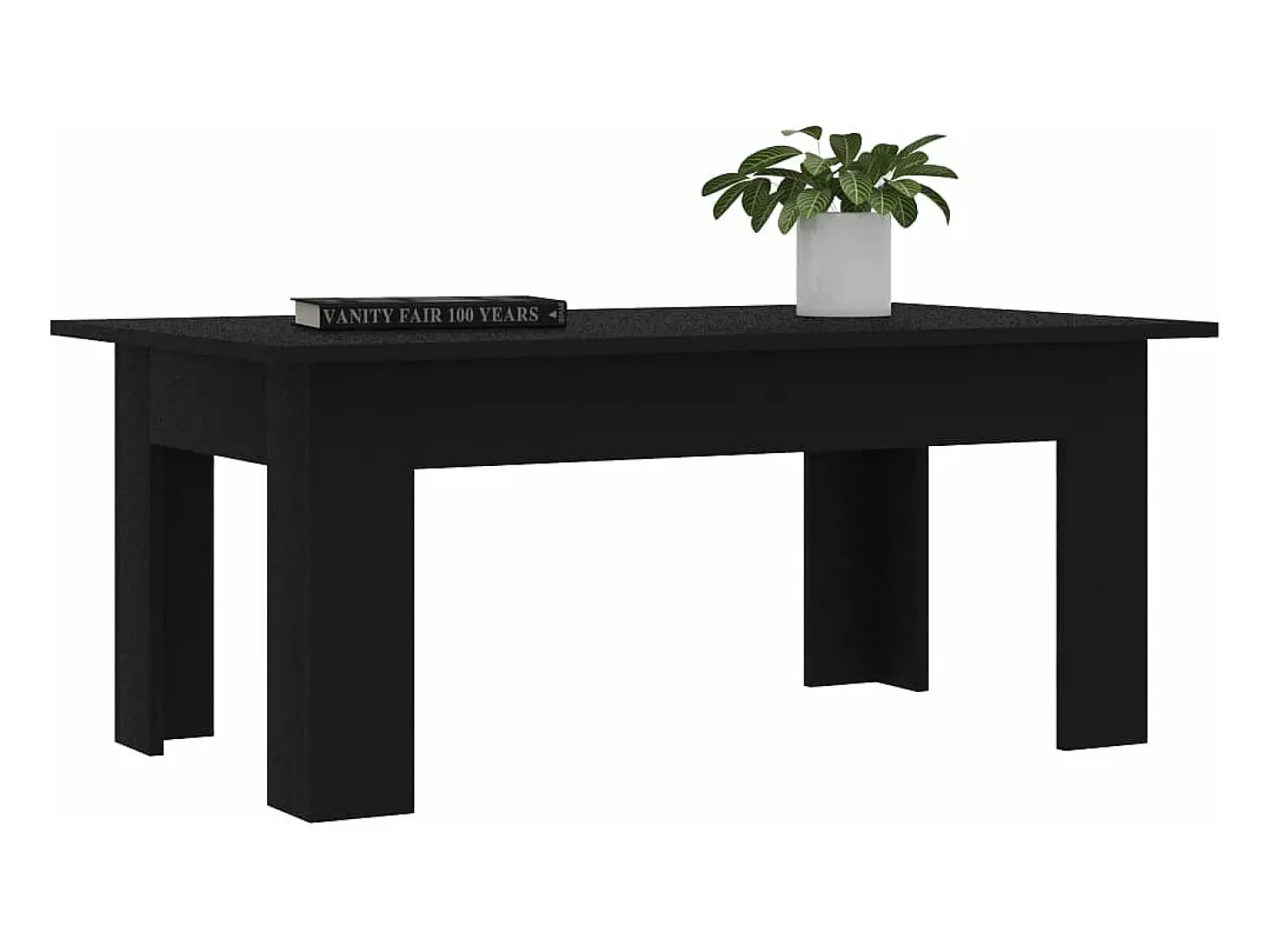 Mesa de centro madera contrachapada negro 100x60x42 cm