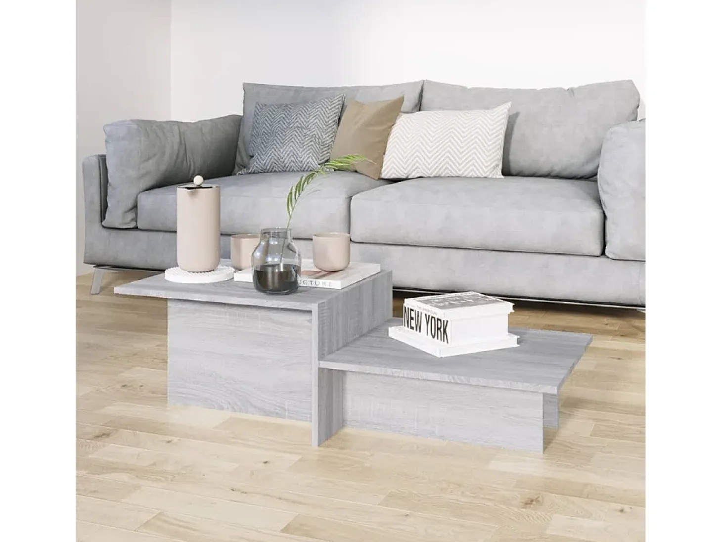 Mesa de centro madera contrachapada gris Sonoma 111,5x50x33 cm