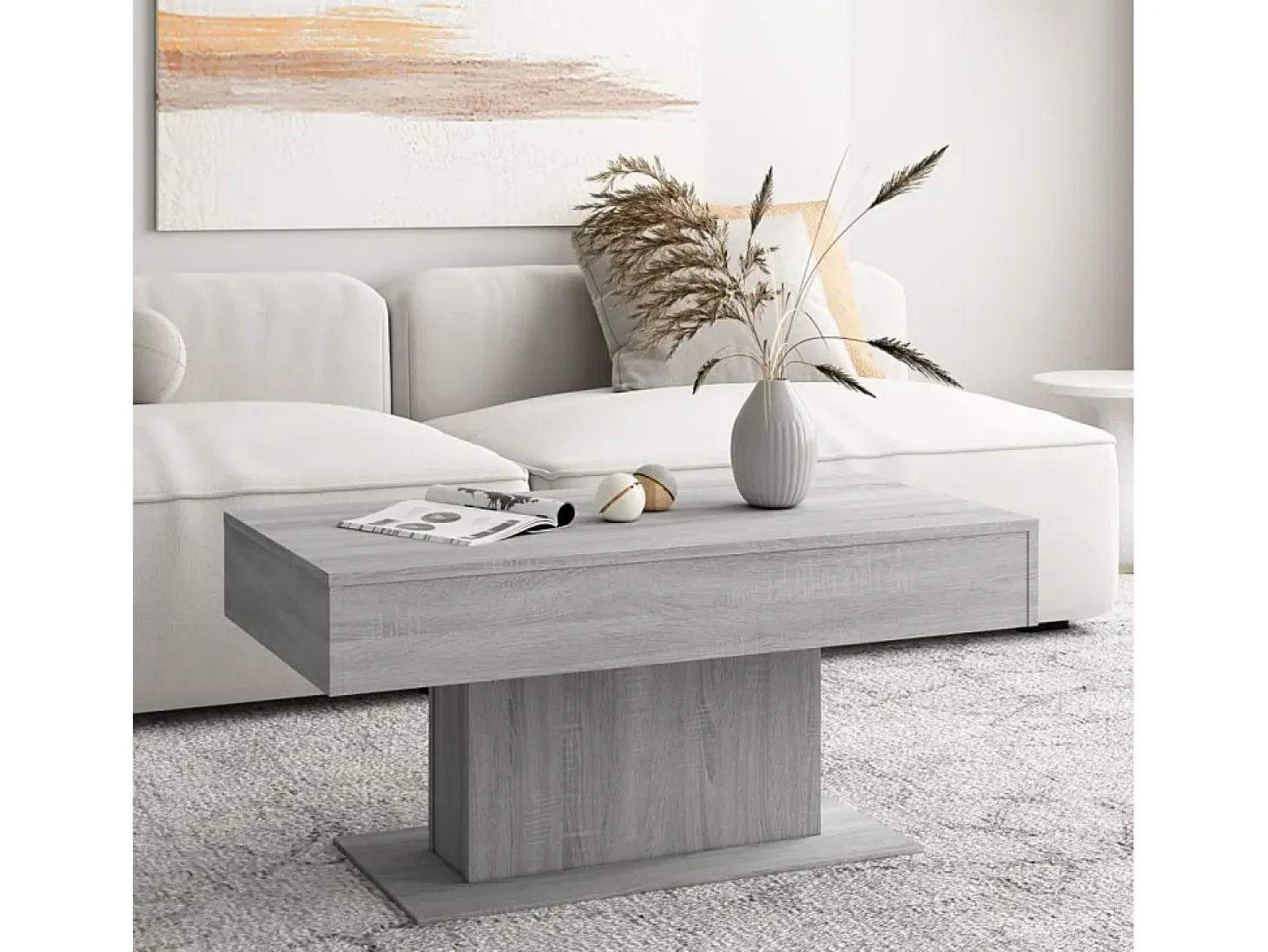 Mesa de centro madera contrachapada gris Sonoma 96x50x45 cm