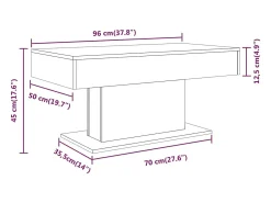 Mesa de centro madera contrachapada gris Sonoma 96x50x45 cm